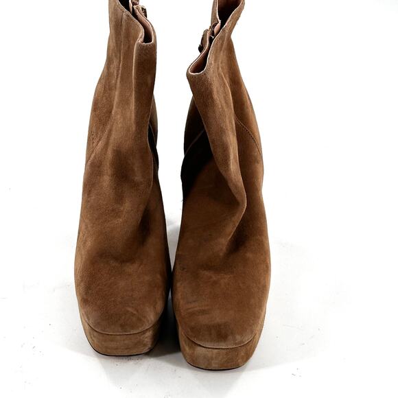 Coach Iona Platform Boots 10 Tan NWOT Suede Ankle Booties Heel Zip Glam Capsule - Picture 7 of 13